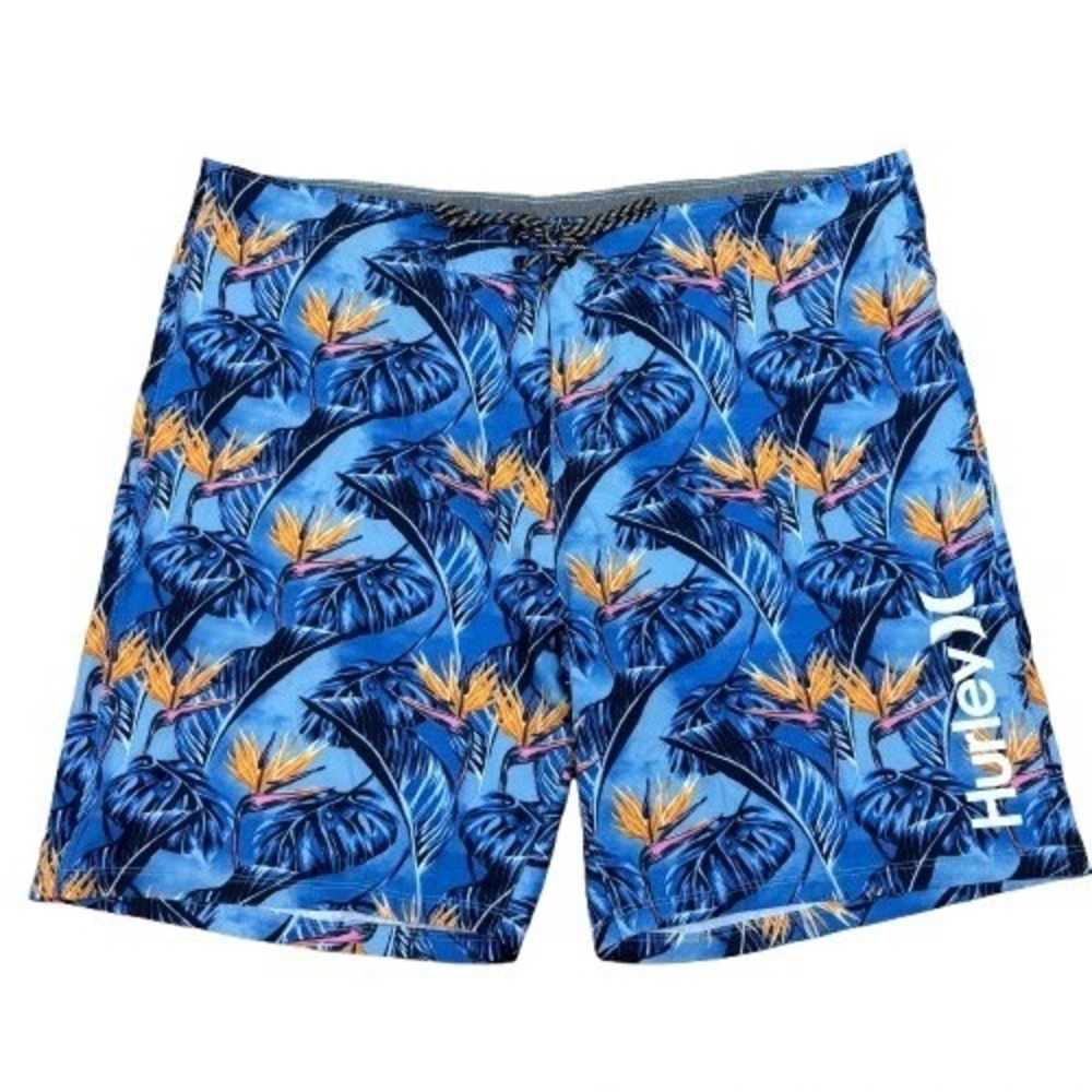 Hurley Mens‎ Blue Bird of Paradise Floral Board Shorts Summer Vacation Size 38